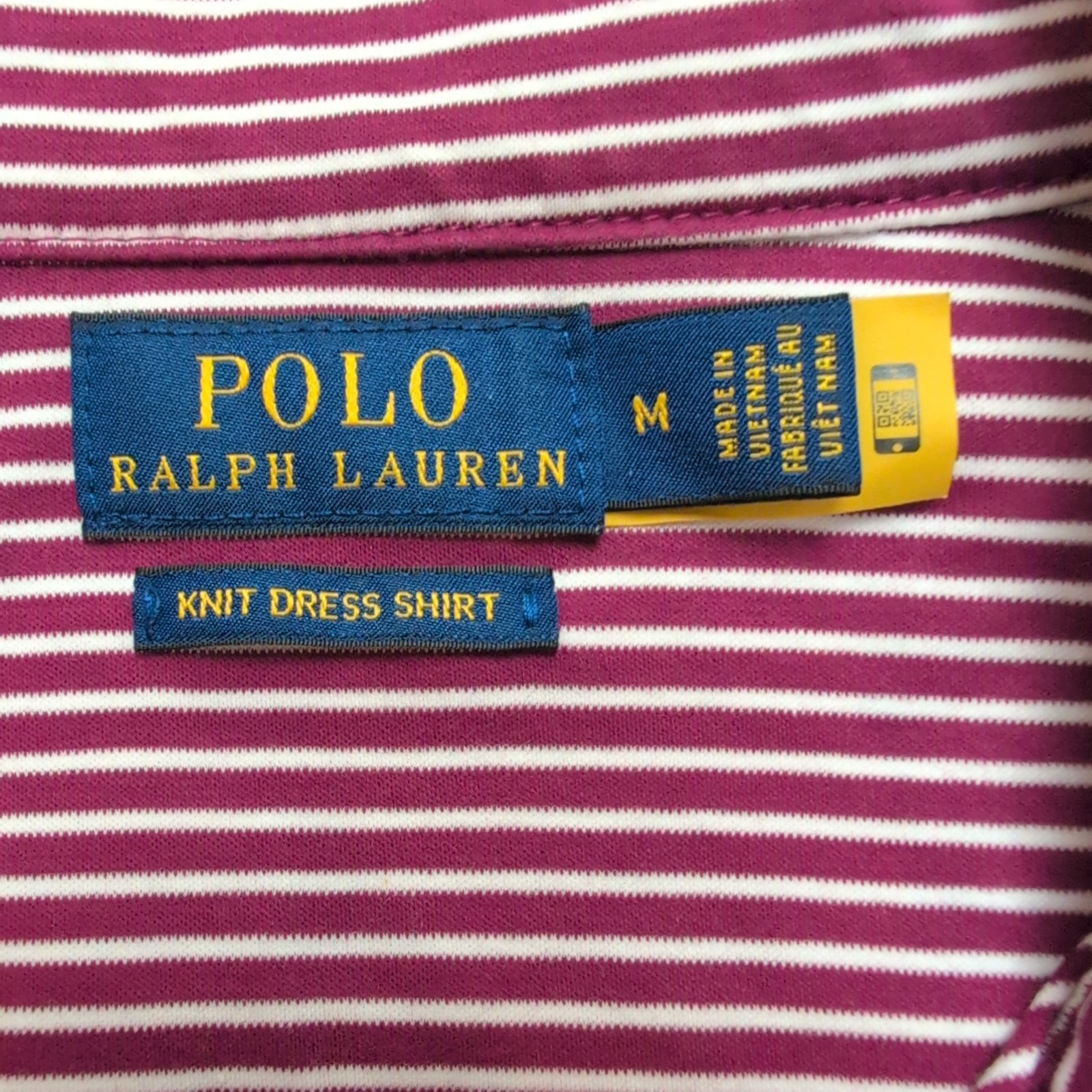 Chemise Polo Ralph Lauren Knit Dress Shirt M Bordeaux Rayures Stretch QR