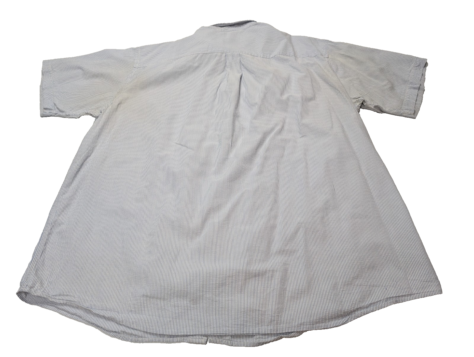 Chemise manches courtes L.L. Bean bleu à rayures gaufrée taille XXL #226msch