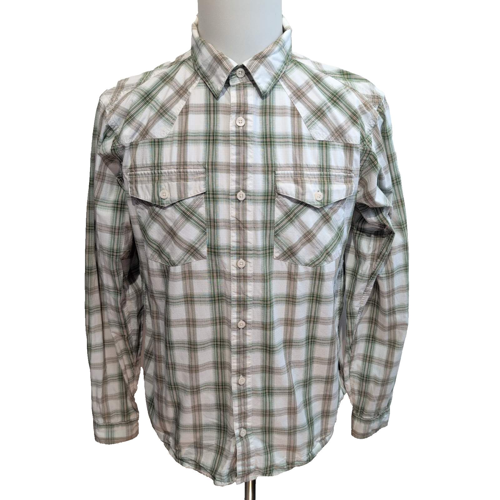 Chemise Patagonia S M Western Vert Carreaux Coton 2 Poches manches longues