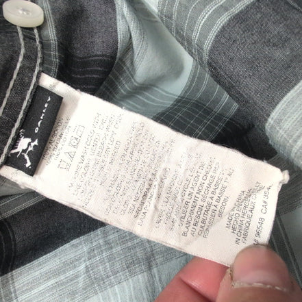 Chemise Oakley M Gris Carreaux 100% Coton Manches Courtes Logo Brodé