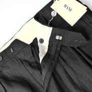 Pantalon Mani 100% Lin Noir Chino à Pinces Made in Italy Neuf W36