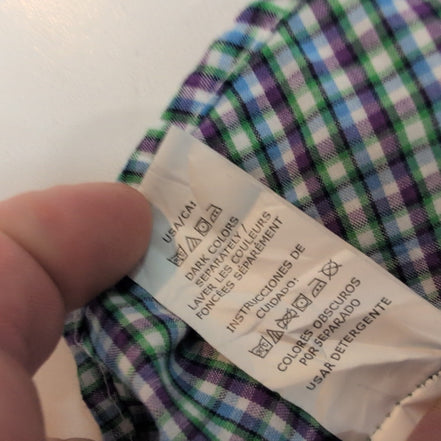 Chemise CHAPS violet et verte à carreaux manches courtes taille L #4e