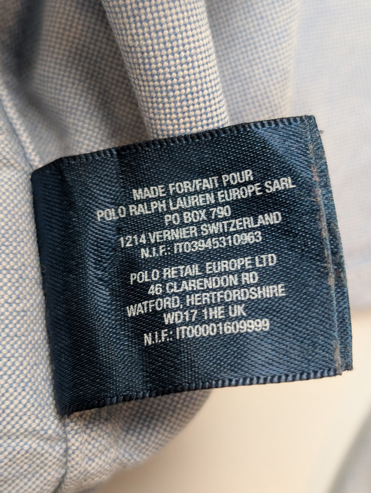 Chemise Ralph Lauren Bleu Clair Logo Marron Manches Longues - Taille S / 18