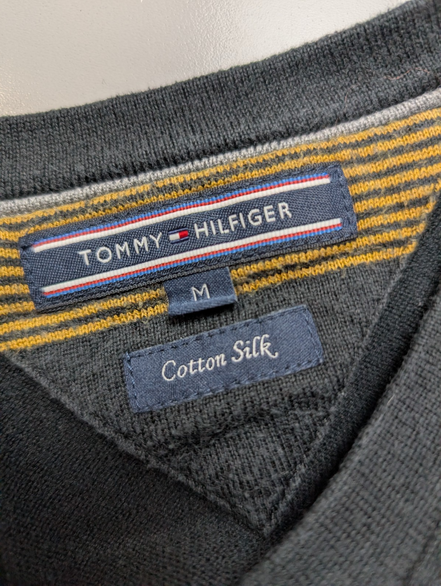 Pull Tommy Hilfiger - Col V - Noir Profond - Soie & Coton - Taille M