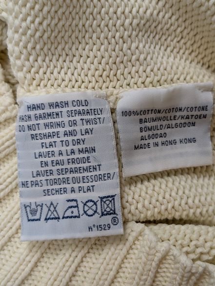 Pull Col Roulé Polo Ralph Lauren Blanc Crème Logo Blanc - Taille L