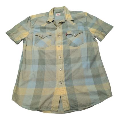 Chemise manches courtes Levi’s verte à carreaux western ranch cowboy  taille M