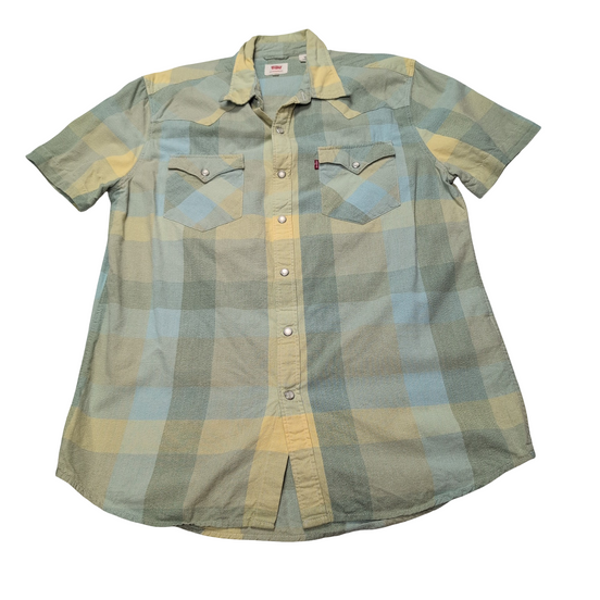 Chemise manches courtes Levi’s verte à carreaux western ranch cowboy  taille M