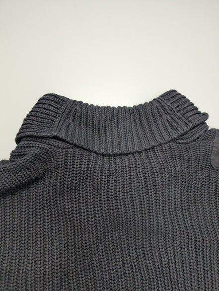 Pull chaud Polo Ralph Lauren Épais Noir Col Boutonné Coudières Taille S