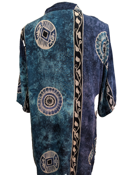 Chemise Hawaïenne Bleue Turquoise Motif Tribal - Taille XL (Longue)
