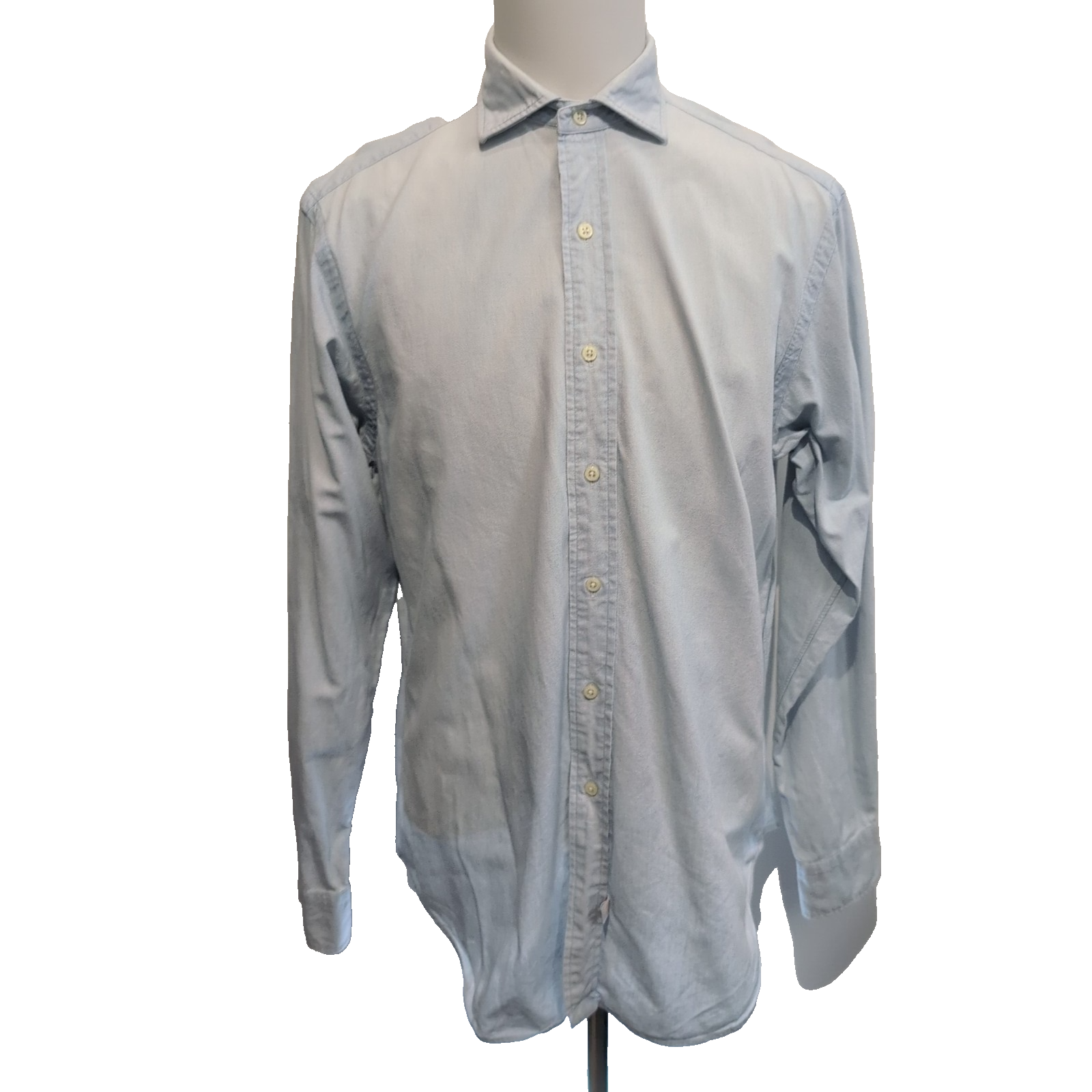 Chemise Jean Polo Ralph Lauren L Vintage Bleu Clair Made in Singapore