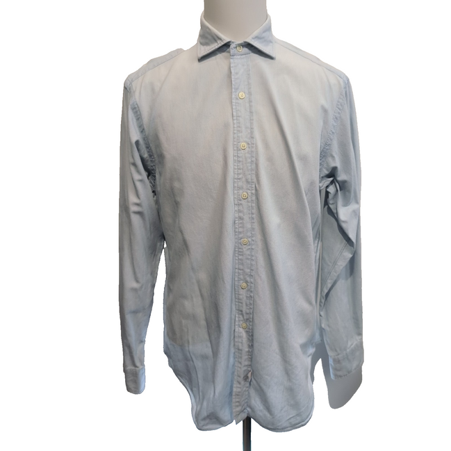 Chemise Jean Polo Ralph Lauren L Vintage Bleu Clair Made in Singapore