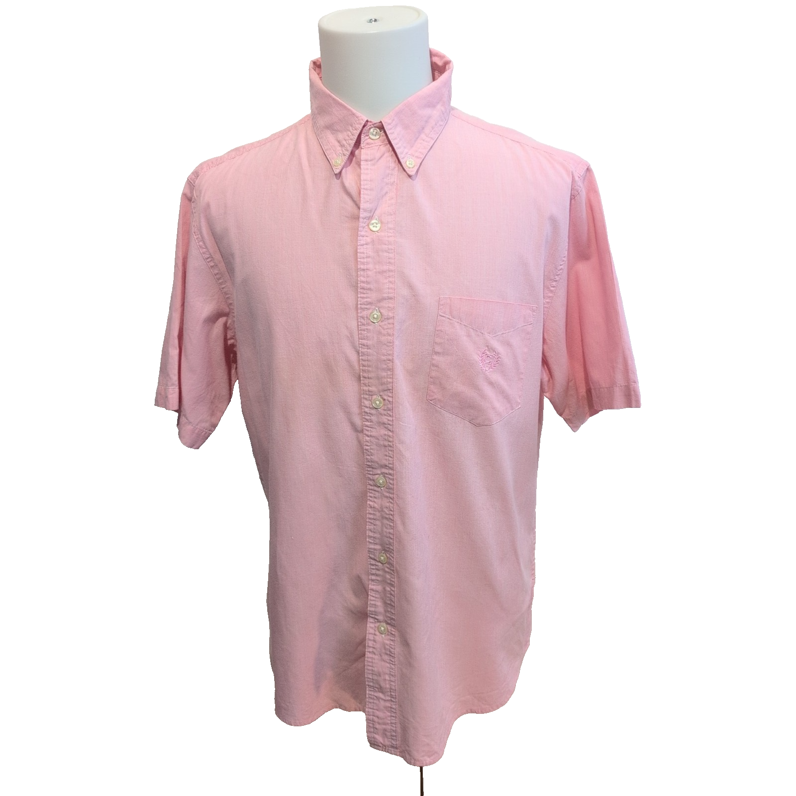 Chemise CHAPS Homme L Rose Pâle Unie Manche Courte Poche