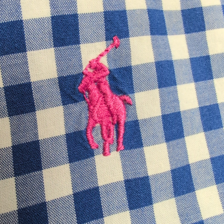 Chemise Ralph Lauren Garçon Junior XL 18/20 Carreaux Bleu Logo Rose