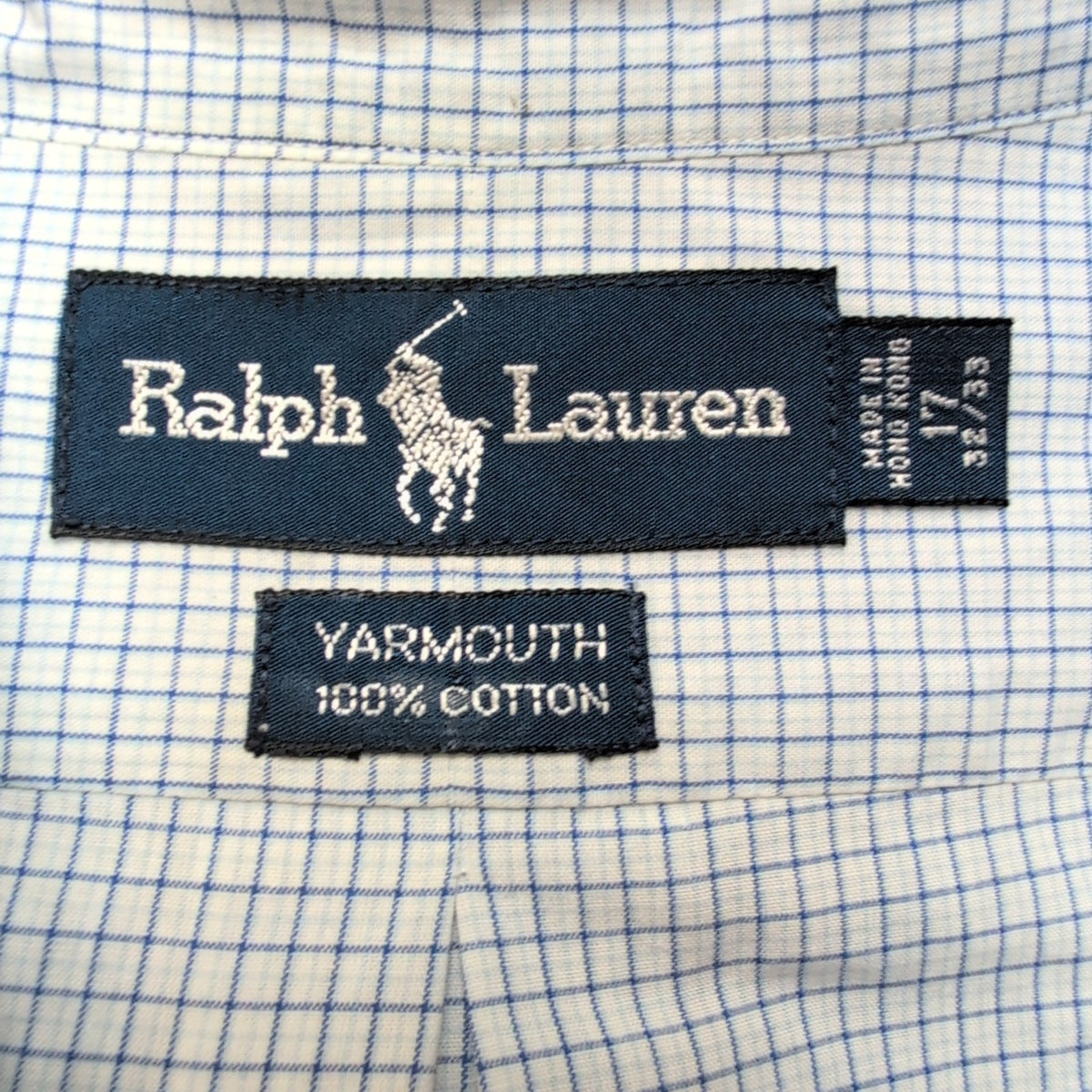 Chemise Ralph Lauren Yarmouth XL Bleu Carreaux Made in Hong Kong Logo Marine