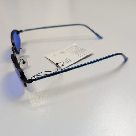 Lunettes de soleil Y2K Ovales Métal Noir Mat et Bleu Branches Fines