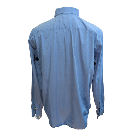 Lacoste chemise slim fit bleu uni stretch crocodile blanc taille 42 XL
