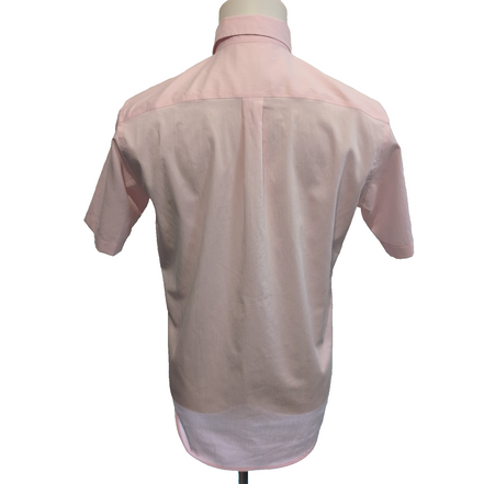 Chemise GU Taille M Rose Pâle Rayures Manches Courtes Poche Coton Mélangé