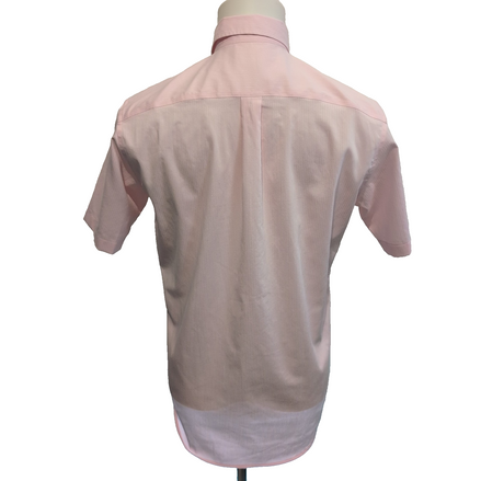 Chemise GU Taille M Rose Pâle Rayures Manches Courtes Poche Coton Mélangé