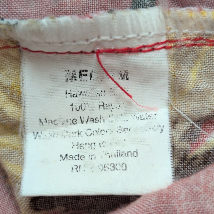Chemise Hawaïenne Sun Fusion Taille M Rouge Palmiers Fleurs Viscose Mch courtes