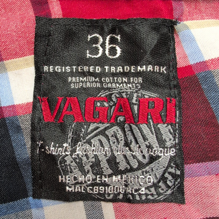 Chemise Vagari S Rouge Noir Carreaux Coton Logo Aigle Poche Made Mexico