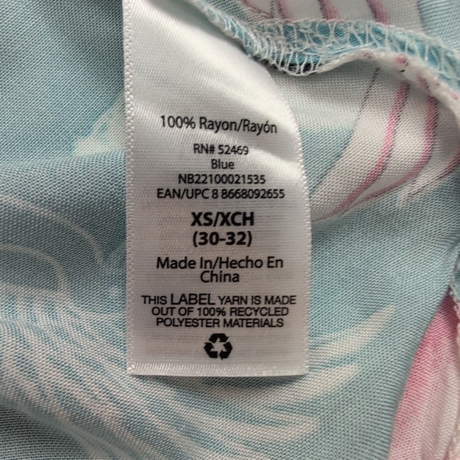 Chemise Hawaïenne No Boundaries Rayonne Bleu Nuages XS Tropical