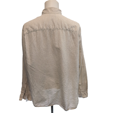 Chemise H&M XL Regular Fit Lin Coton Crème Manches Longues Comme Neuve
