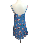 Robe d'été Fleurie Bleue Rayonne Bretelles Réglables XS/S