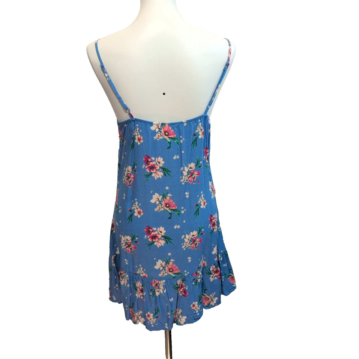 Robe d'été Fleurie Bleue Rayonne Bretelles Réglables XS/S