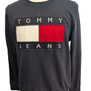 Sweat Tommy Hilfiger Bleu Marine - Grand Logo Brodé Relief - Taille M