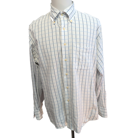 Chemise Tommy Hilfiger Homme XL/XXL Blanche Carreaux Bleus Coton Poche