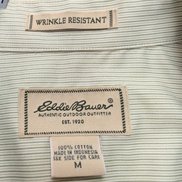 Chemise Eddie Bauer M vert rayures fines coton col boutonné manches longues