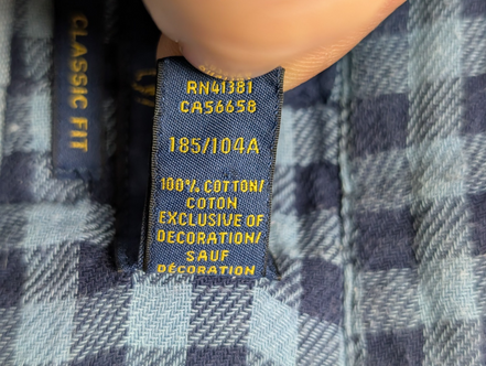 Chemise Polo Ralph Lauren Shirt XL Flanelle Doublée Carreaux Bleu Classic Fit BD