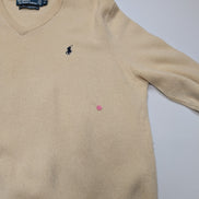 Pull Polo Ralph Lauren Col V 100% Laine d'Agneau Crème - Taille L