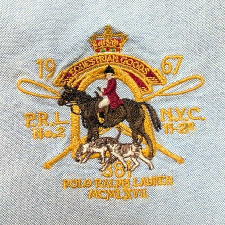 Chemise Ralph Lauren Mercer S Bleu Écusson Chasse Polo 1967 Broderie N°3