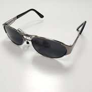 Lunettes de soleil Y2K Ovales Métal Gris Anthracite Branches Larges Noir Brillan