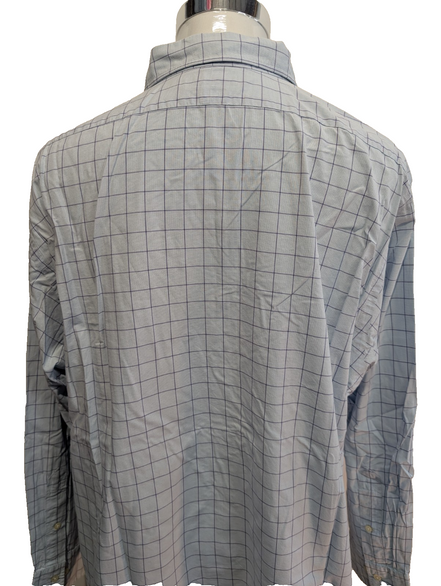 Chemise Polo Ralph Lauren Shirt XXL Carreaux Bleu Clair Blanc Col Classique