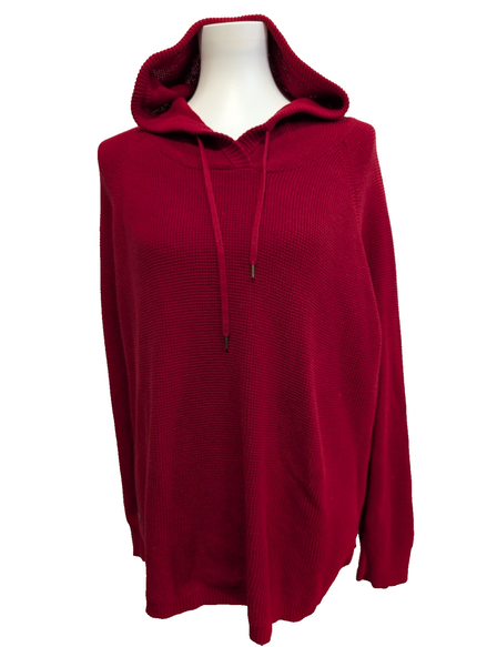 Pull Ralph Lauren (Lauren) Femme XL Rouge Foncé Capuche Plaque Logo 🏷️