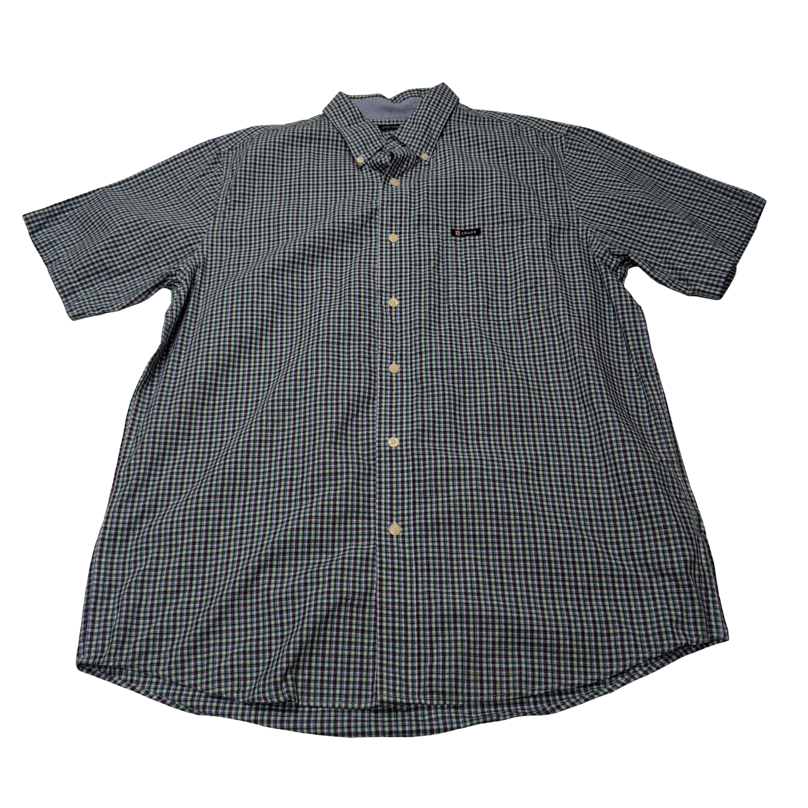 Chemise CHAPS violet et verte à carreaux manches courtes taille L #4e