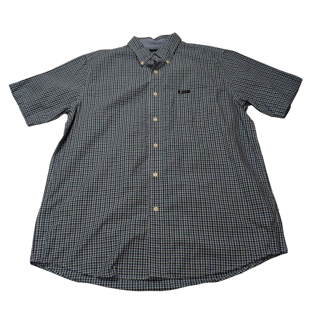 Chemise CHAPS violet et verte à carreaux manches courtes taille L #4e