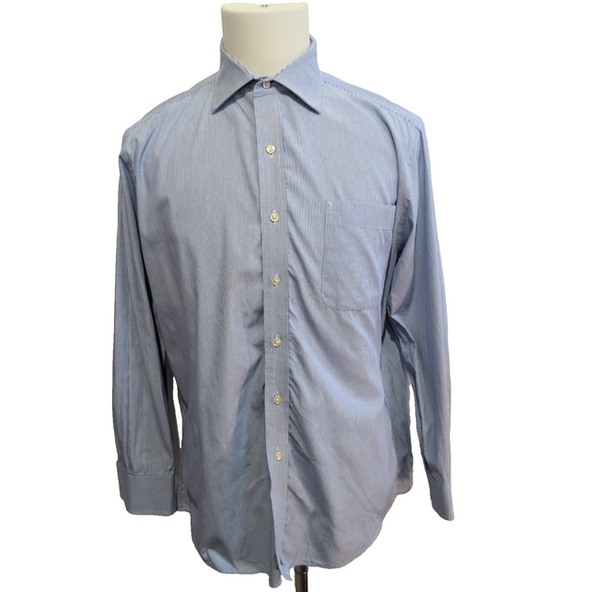 Chemise Tommy Hilfiger Homme L/XL Bleu Fines Rayures Coton Minimaliste
