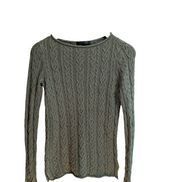 Pull femme LAUREN Ralph Lauren vert kaki chiné torsadé coton taille S