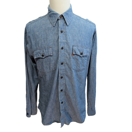 Chemise Levi's L Western Jean Bleu Made in Canada 2 Poches Coton