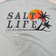 T-shirt Salt Life Manches Longues 2XL Bleu Clair Coton Neuf avec Étiquette