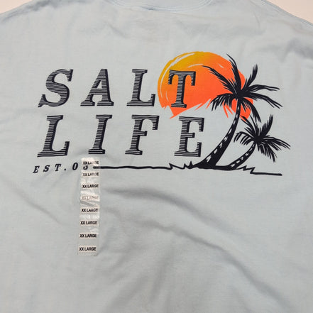 T-shirt Salt Life Manches Longues 2XL Bleu Clair Coton Neuf avec Étiquette