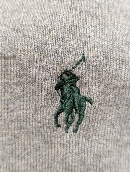 Pull POLO RALPH LAUREN Homme 4X BIG Grey V-Neck Logo Green Coton Big & Tall Rare