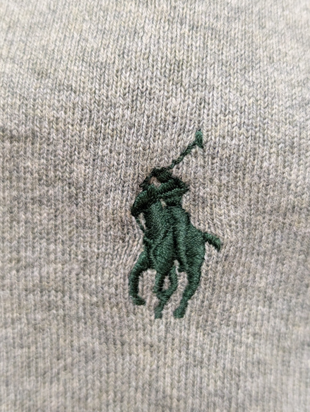Pull POLO RALPH LAUREN Homme 4X BIG Grey V-Neck Logo Green Coton Big & Tall Rare