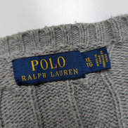 Pull POLO RALPH LAUREN Homme Gris Torsadé Cable Knit Logo Marine Taille XL XXL