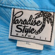 Chemise hawaïenne bleue Paradise Style Hawaii palmiers manches courtes taille #