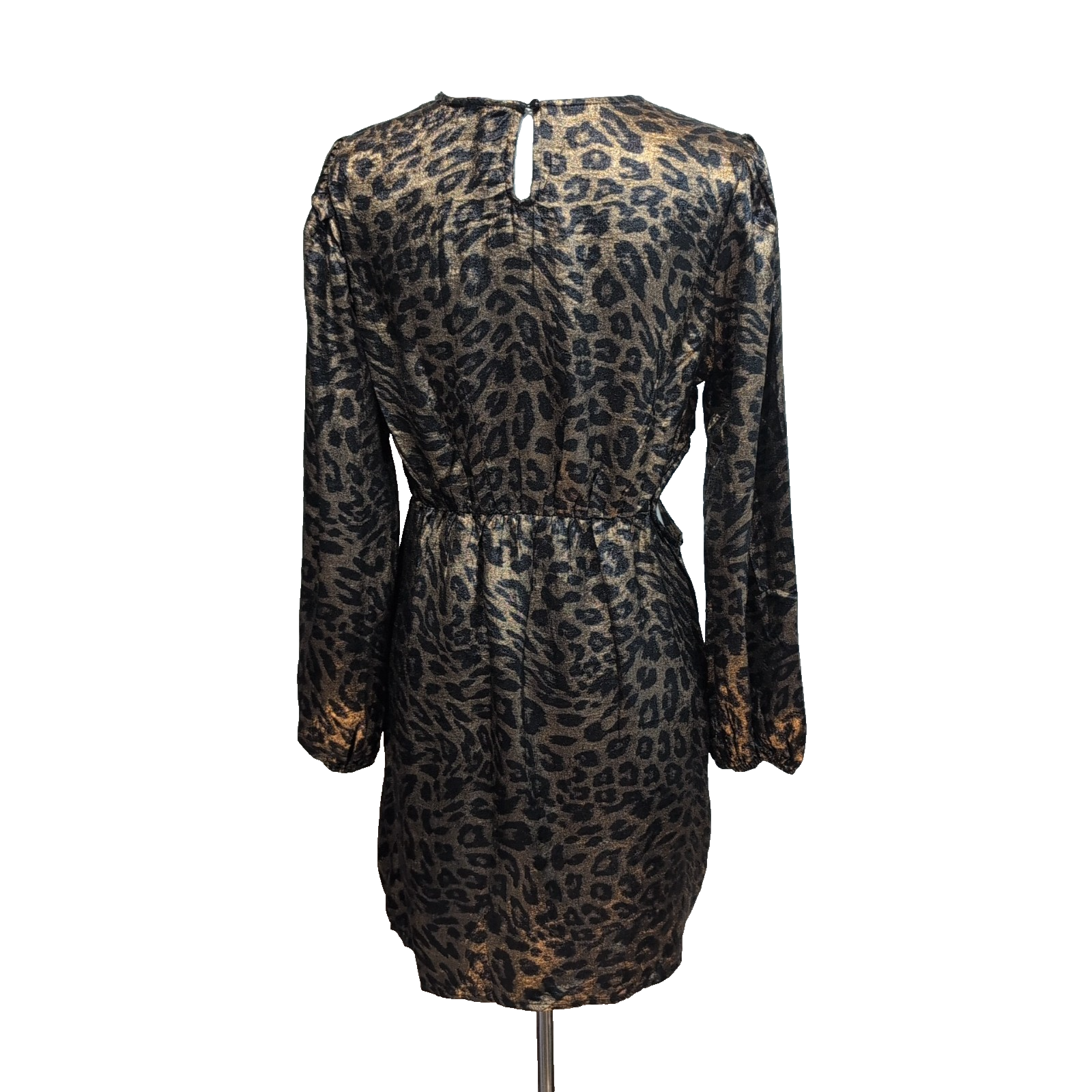 Robe Emilie.K Diane M Manches Longues Léopard Noir Doré Neuve Étiquette