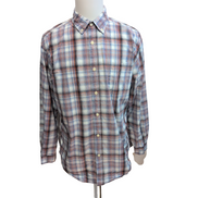 Chemise John Bartlett L Carreaux Rouge Bleu 100% Coton Manches Longues